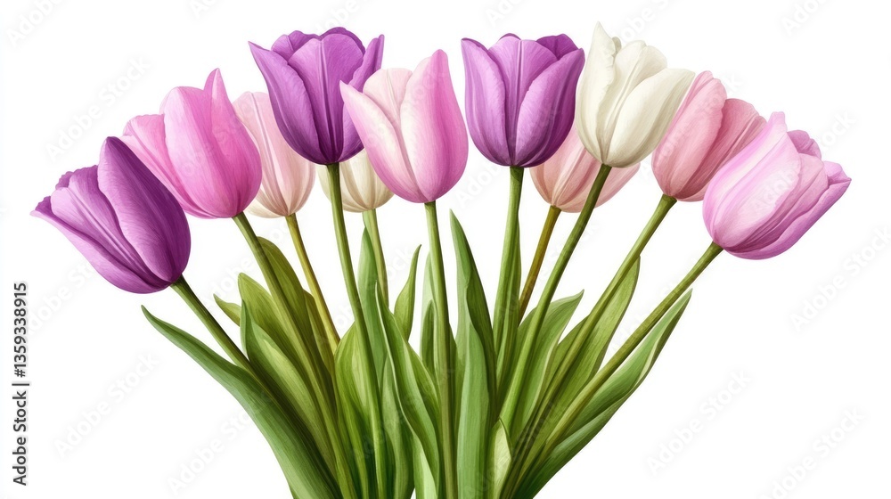 Fototapeta premium A Delicate Bouquet of Spring Tulips