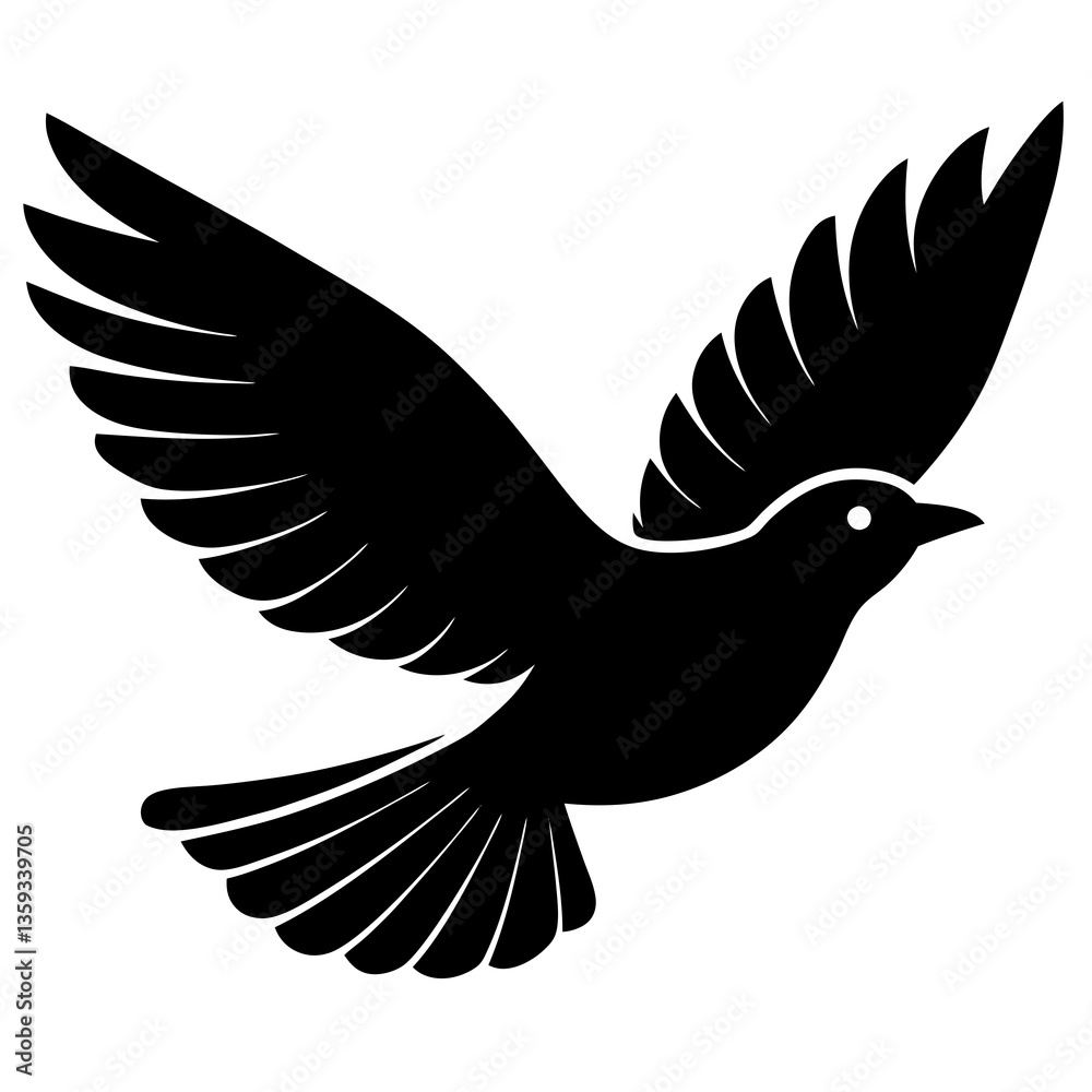 Obraz premium bird black silhouette vector, Simple silhouette Design vector icon with white background. Wild bird
