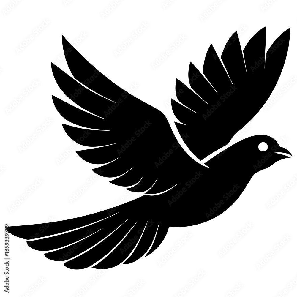 Obraz premium bird black silhouette vector, Simple silhouette Design vector icon with white background. Wild bird
