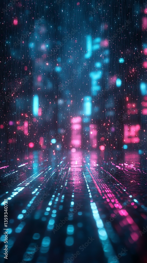 Obraz premium Colorful digital abstract with glowing lights.