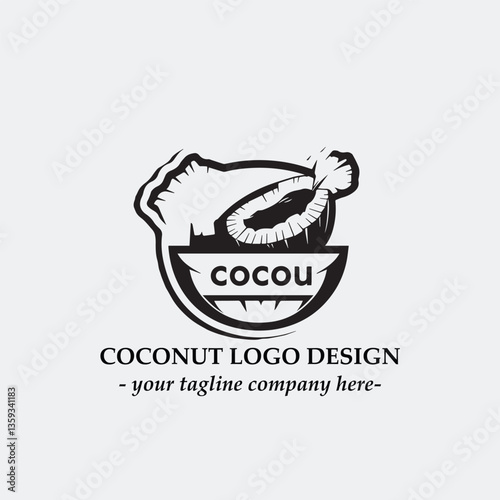 coconut illustration for logo company black and white vector image

