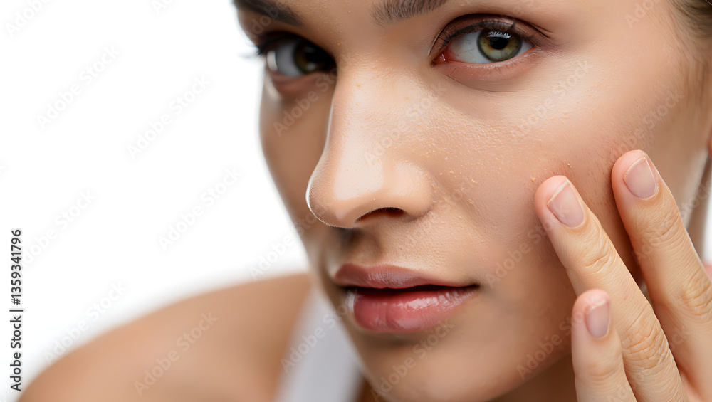 Fototapeta premium Natural Beauty Portrait. A minimalist portrait highlighting bare, healthy skin and the simplicity of skincare confidence