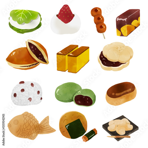 美味しい和菓子のイラストセット