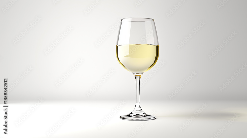 A clear glass of white wine on a plain white background, casting a soft shadow. A clear glass of white wine on a plain white background, casting a soft shadow.