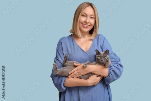 Middle-aged woman with cute...