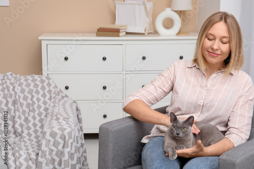 Middle-aged woman with cute...