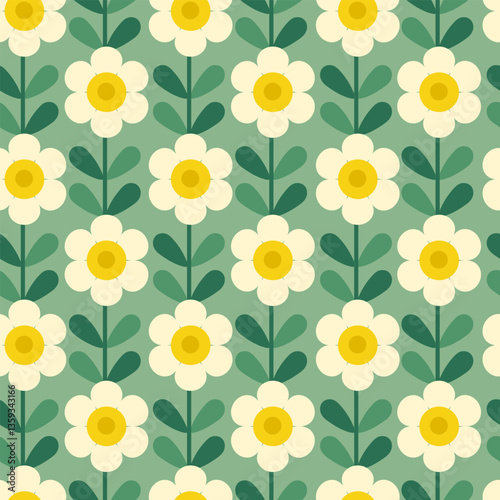 Seamles pattern  with camomile. Vector illustrations