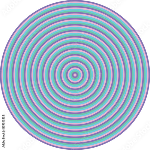 Visual effect created by purple, pink, pale green and blue circles getting progressively