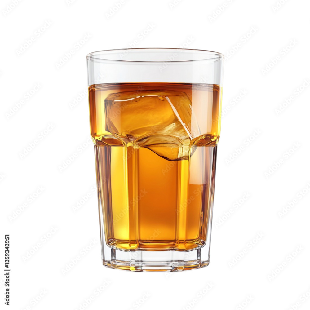 Refreshing iced amber drink in a glass Refreshing iced amber drink in a glass