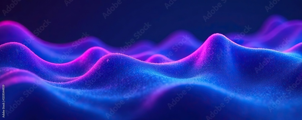 Obraz premium Abstract blue and purple liquid wavy shapes with glowing retro waves background, liquid, blue