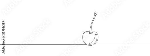 continuous line cherry vector illustration with transparent background editable stroke.