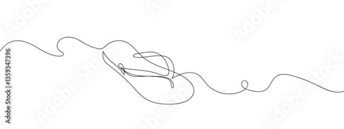 continuous line sandals vector illustration with transparent background editable stroke.