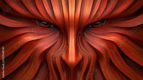 Mystical face formed by glowing orange and red flowing lines, fantasy art, Halloween, mystery
