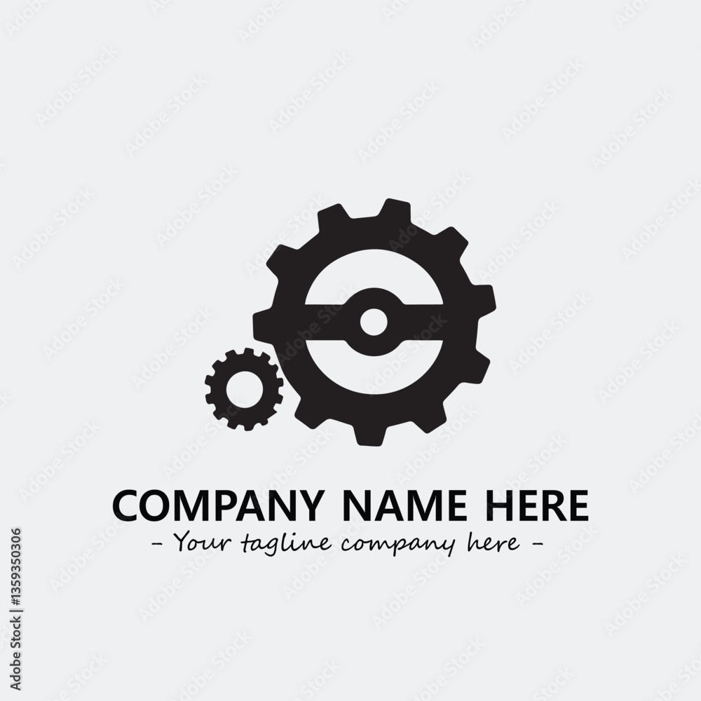 Fototapeta premium Gear illustration for logo company black and white vector image 