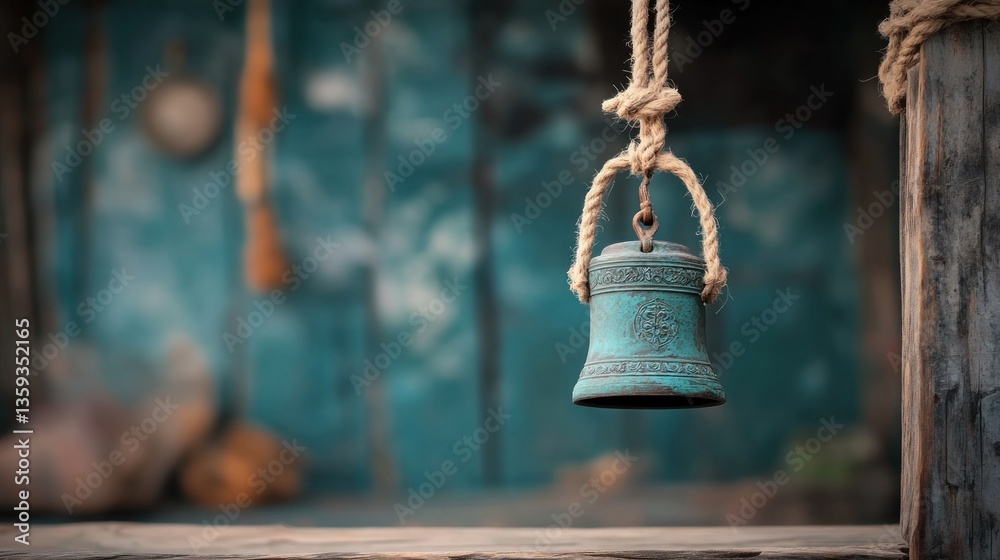 Obraz premium Decorative teal bell hanging