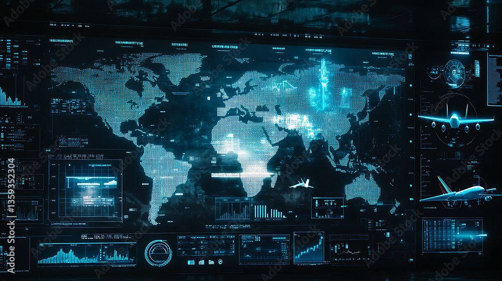 technology background with world technology background with world