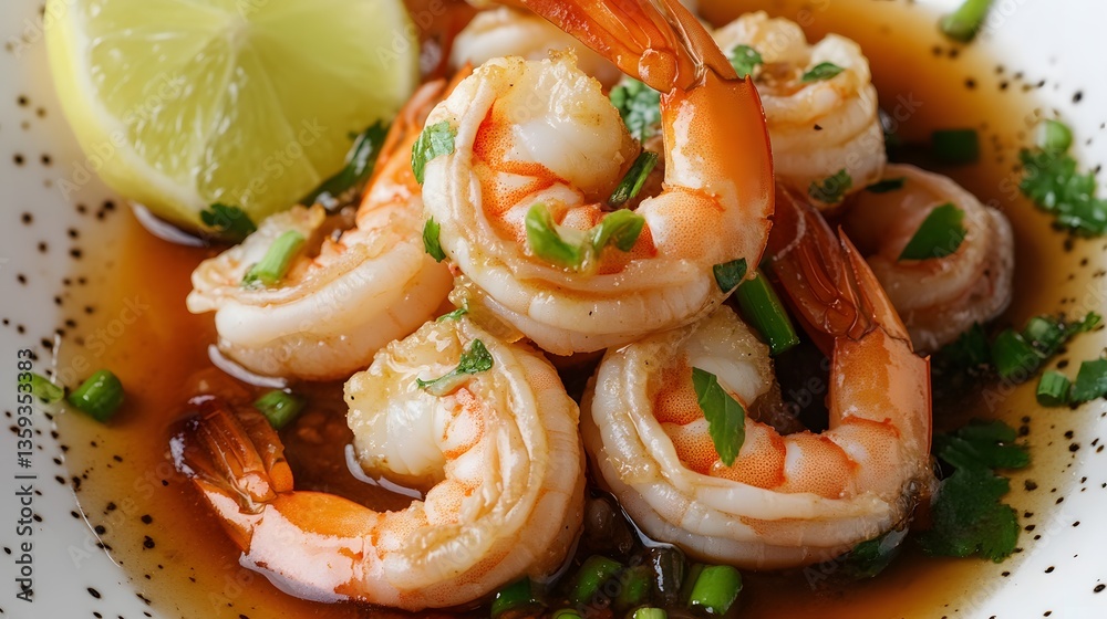 Delicious Spicy Shrimp Sizzling in Soy Sauce Glaze Delicious Spicy Shrimp Sizzling in Soy Sauce Glaze