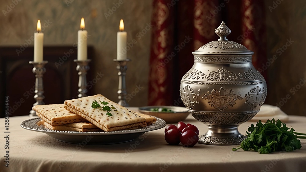 Naklejka premium Still life with tea and candle