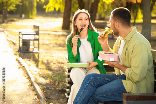 Young couple having lunch o...