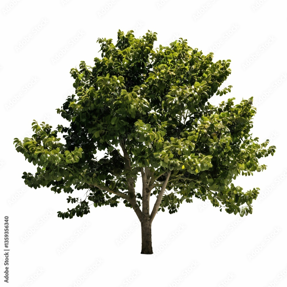 Fototapeta premium A lush green tree with dense foliage in an outdoor setting.