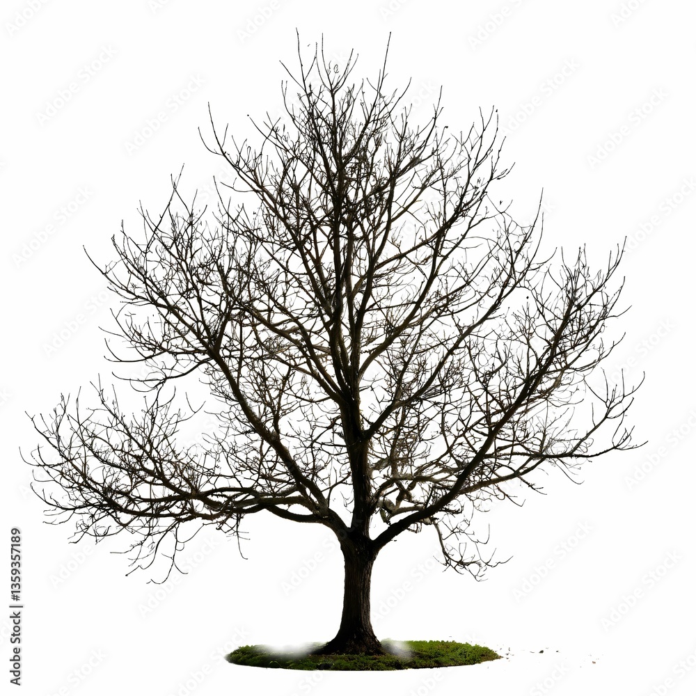 A solitary tree stands silhouetted against a stark white background. A solitary tree stands silhouetted against a stark white background.