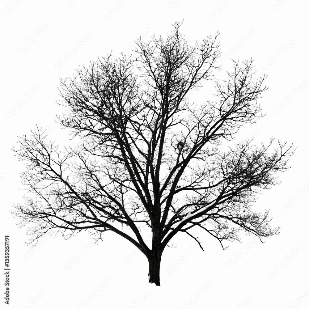 A lone tree stands against a plain white background. A lone tree stands against a plain white background.