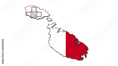 Malta Map Flag Vector
