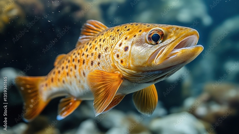 Naklejka premium Spectacular Golden Trout Underwater Portrait