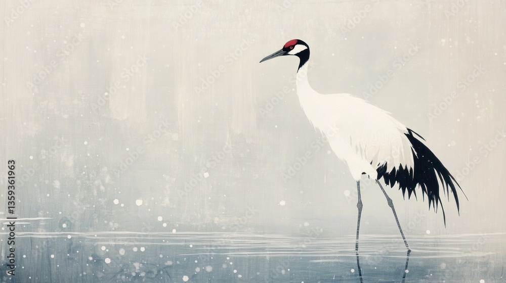 Fototapeta premium Crane in wintery landscape