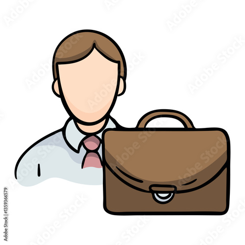 Office worker. Man with briefcase. Vector icon isolated on white background. Illustration for banner, poster, flyer, print design,