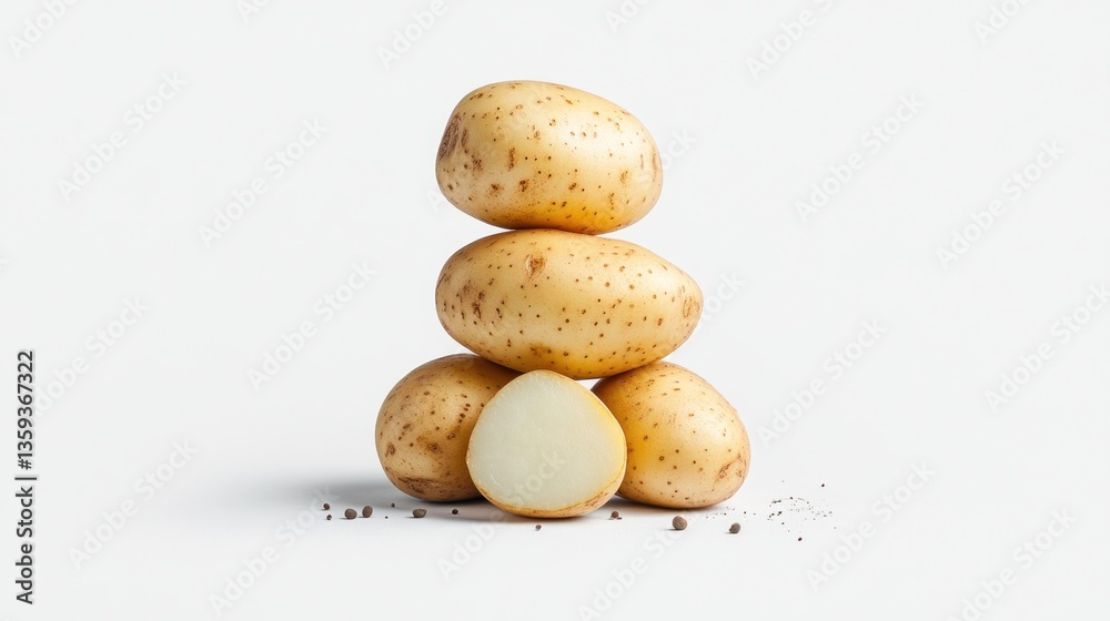 Fototapeta premium Stacked potatoes with spices