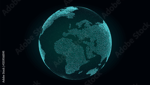 Network connection structure. Abstract technology background with digital connecting data on planet. Map Earth of dots. Blockchain concept. Vector illustration.