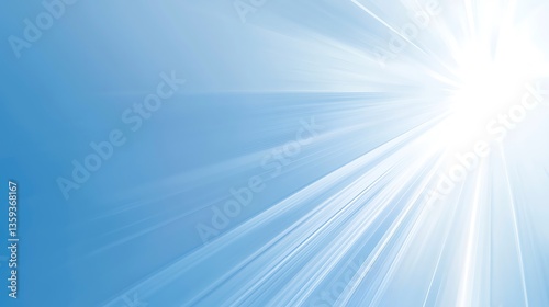 A bright blue sky with a white sun shining through the clouds