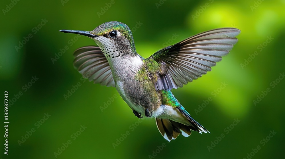 Fototapeta premium Hummingbird in flight, vibrant colors