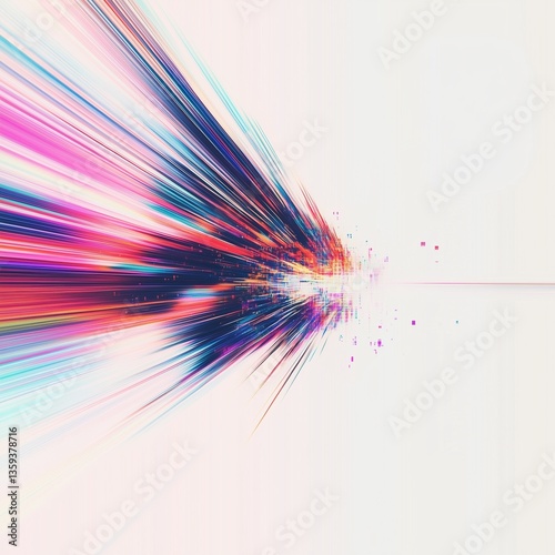 Colorful Abstract Art of Speed and Light Converging to a Point
