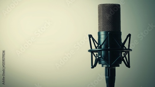 Professional Studio Microphone for Podcasting and Music Recording - Vintage Equipment Close-Up in Sound Studio