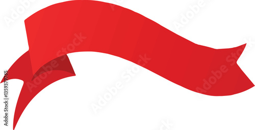 curved wavy red banner ribbon 