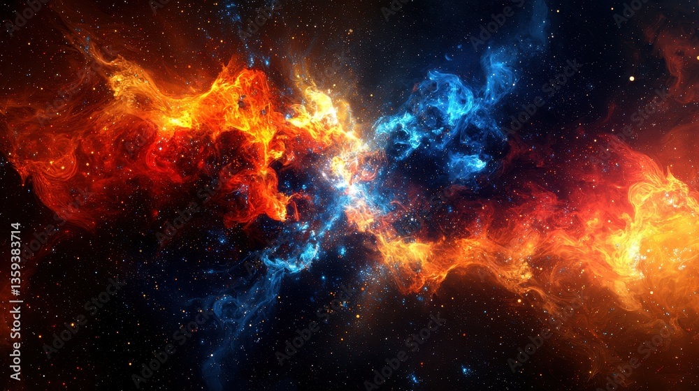 Fototapeta premium Colorful Space Nebula with Bright Colors and Distant Stars