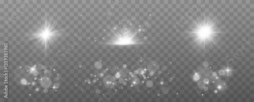 Light effects.Wind glare, explosions, shine, dust, lines, solar flares, sparks, sequins, stars, curved curls. Glow special effect of light