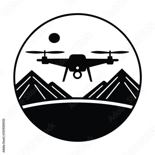 Drone flying over a landscape