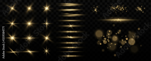 Light effects.
Golden light.Wind glare, explosions, shine, dust, lines, solar flares, sparks, sequins, stars, curved curls. Glow 