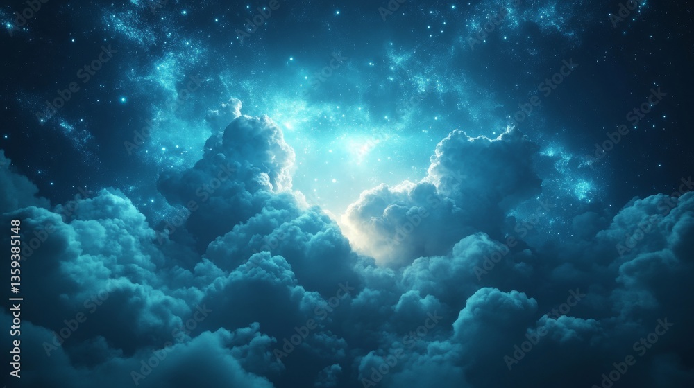 Fototapeta premium Abstract Blue Nebula, Soft Focus And Ethereal, Concept Of Digital Streaming Or Celestial Dream