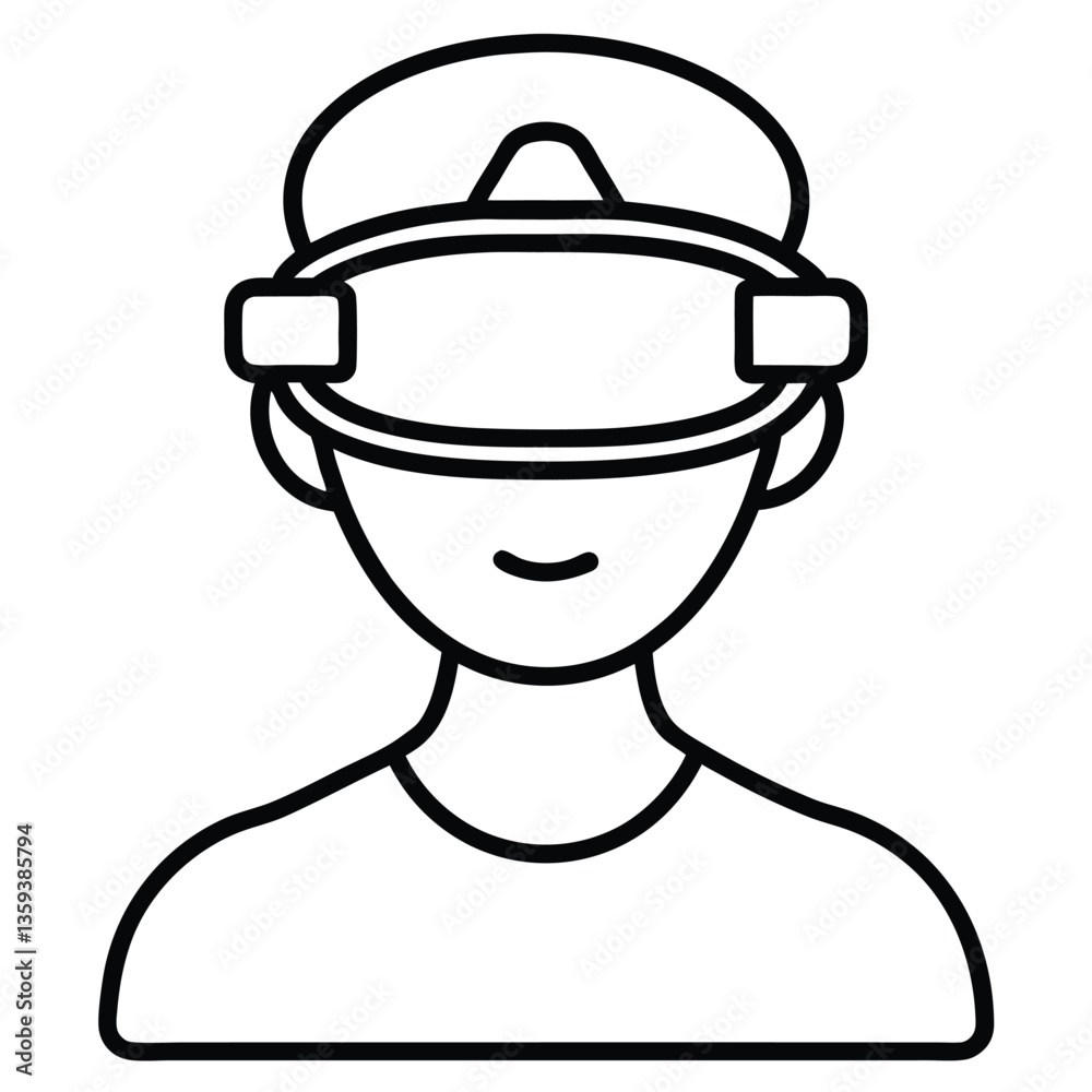 Virtual reality headset on a person’s head.
Virtual reality headset on a person’s head.