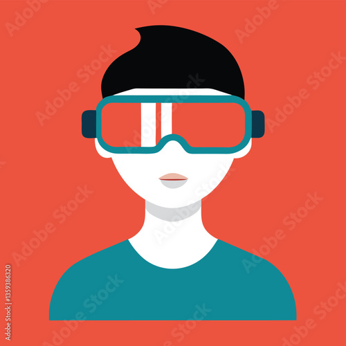 Virtual reality headset on a person’s head.
