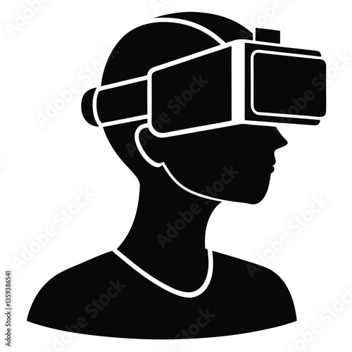 Virtual reality headset on a person’s head.