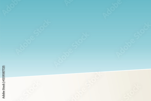The corner of the white podium with bright blue sky, Blank white product studio background, stage, podium for presentation vector illustration design for display cosmetic or beauty product