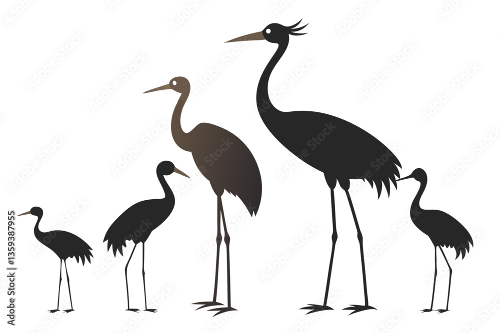 Fototapeta premium set of Cranes silhouette vector illustration