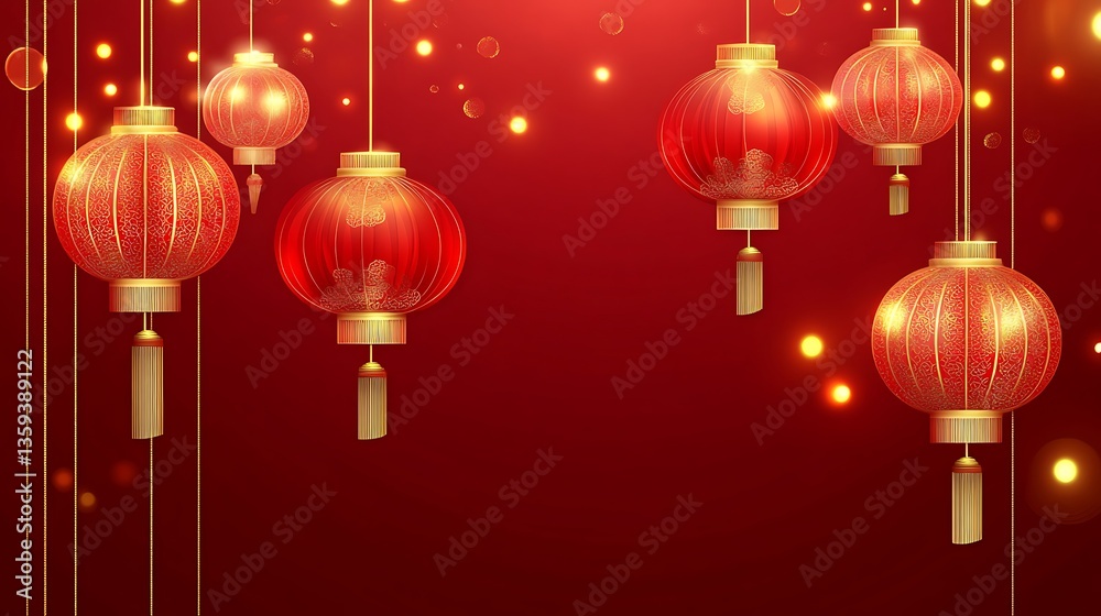 Chinese Lanterns on Red Background Chinese Lanterns on Red Background