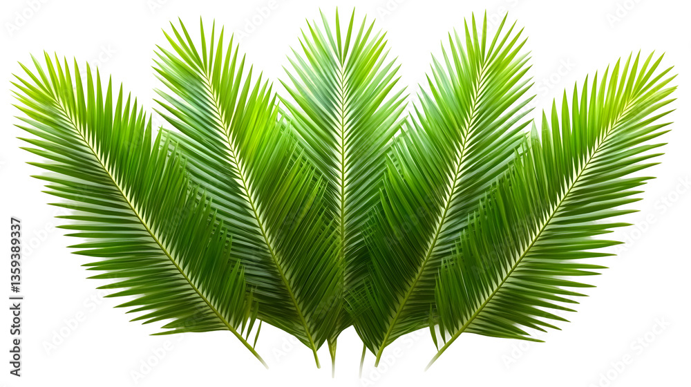 Obraz premium Isolated Background Green Palm Leaves Tropical Foliage Exotic Texture