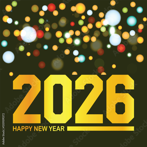 Happy new year 2026 design with colorful truncated number illustrations. Premium vector design 2026